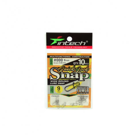 Intech Quick Lock Snap #000 nickel fishing snaps in retail packaging on a white background