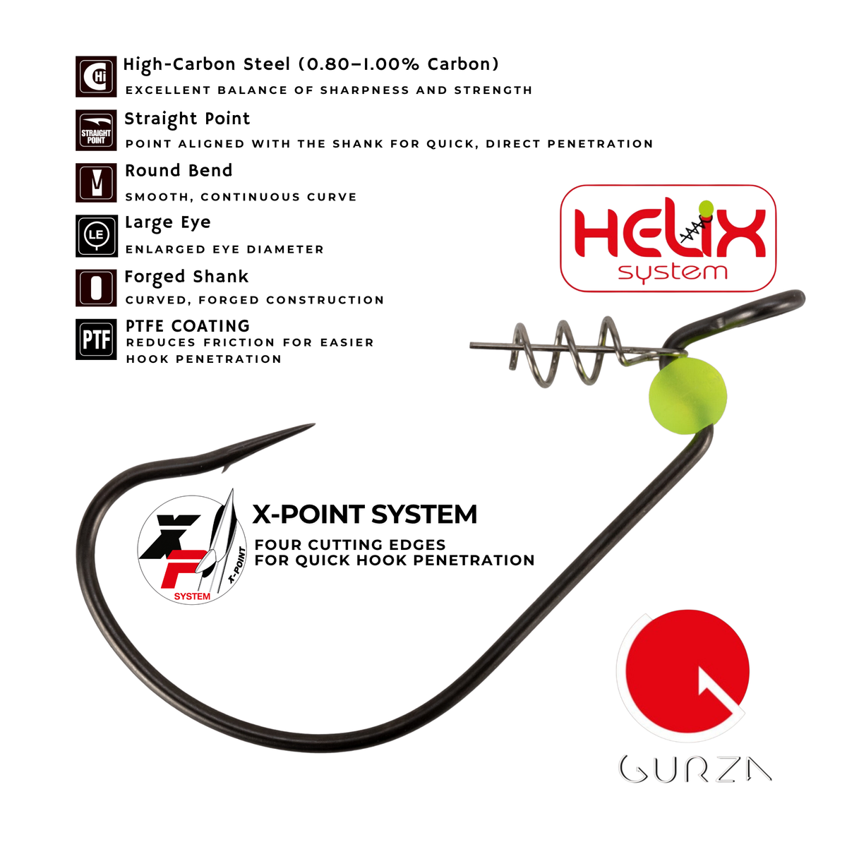 Shank G-Lock XP LEHS PTF Offset Hooks with Helix Keeper (3 ct)