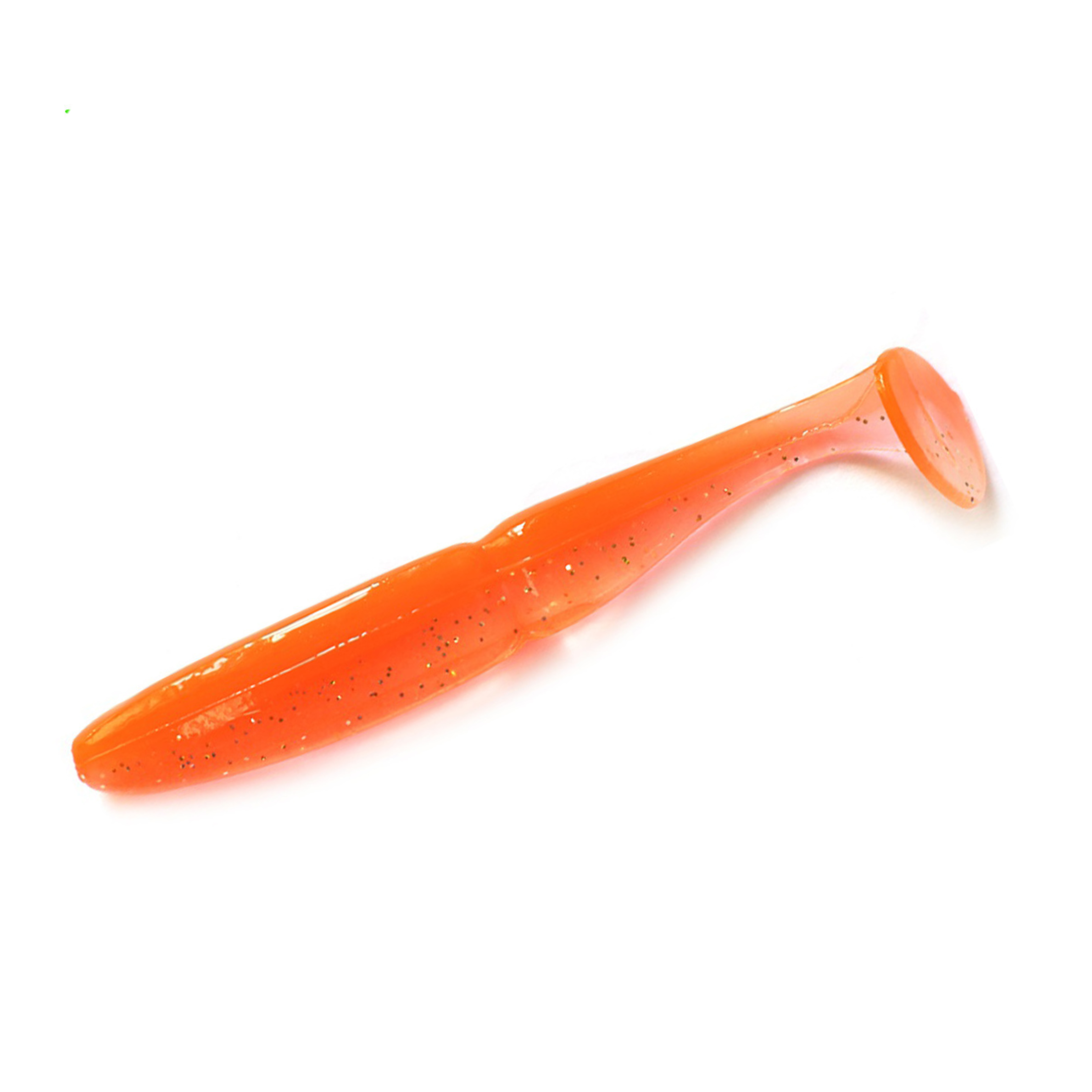 Slim Shad 4-inch Fire Orange paddle tail swimbait soft plastic lure with a slim baitfish profile and subtle tail kick.