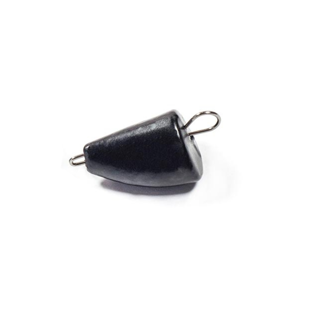 FishTrailCo Active Bullet Black quick-change weights with removable wire clips on a white background