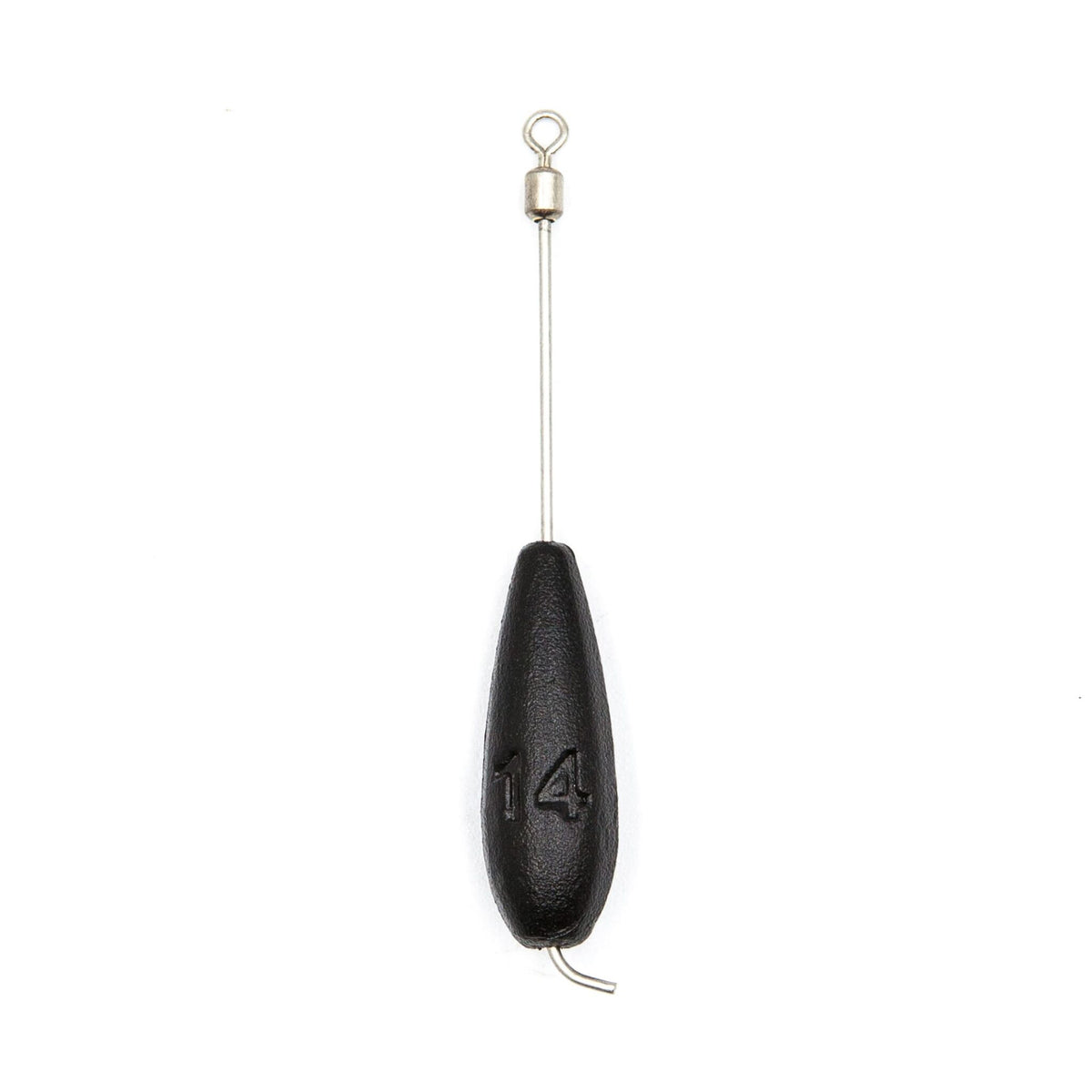 Single dark brown Tokyo Rig weight with wire stem for soft plastic bottom-contact fishing.