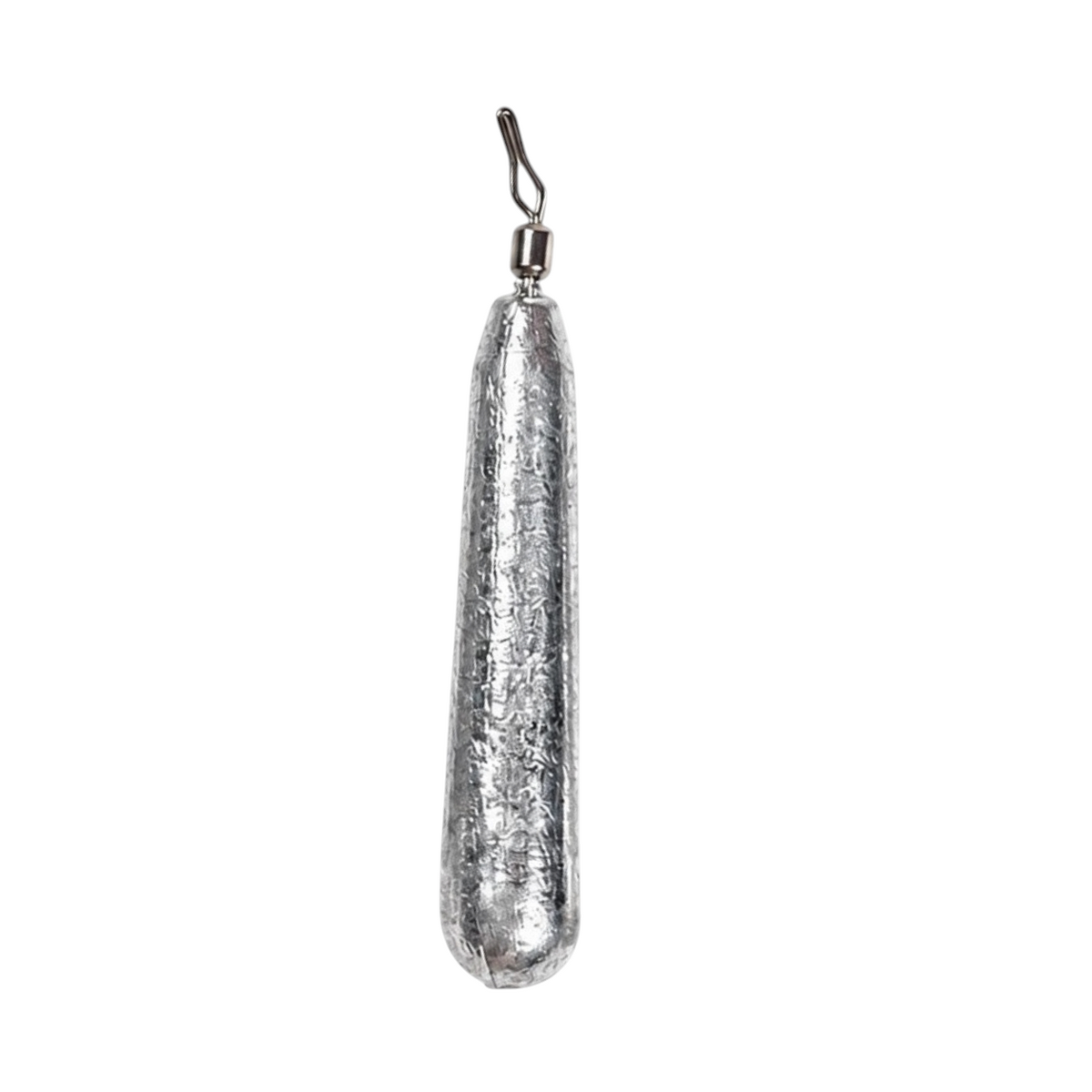 Single FishTrailCo Slim Teardrop Drop Shot weight with an unpainted lead body and quick-change line clip.