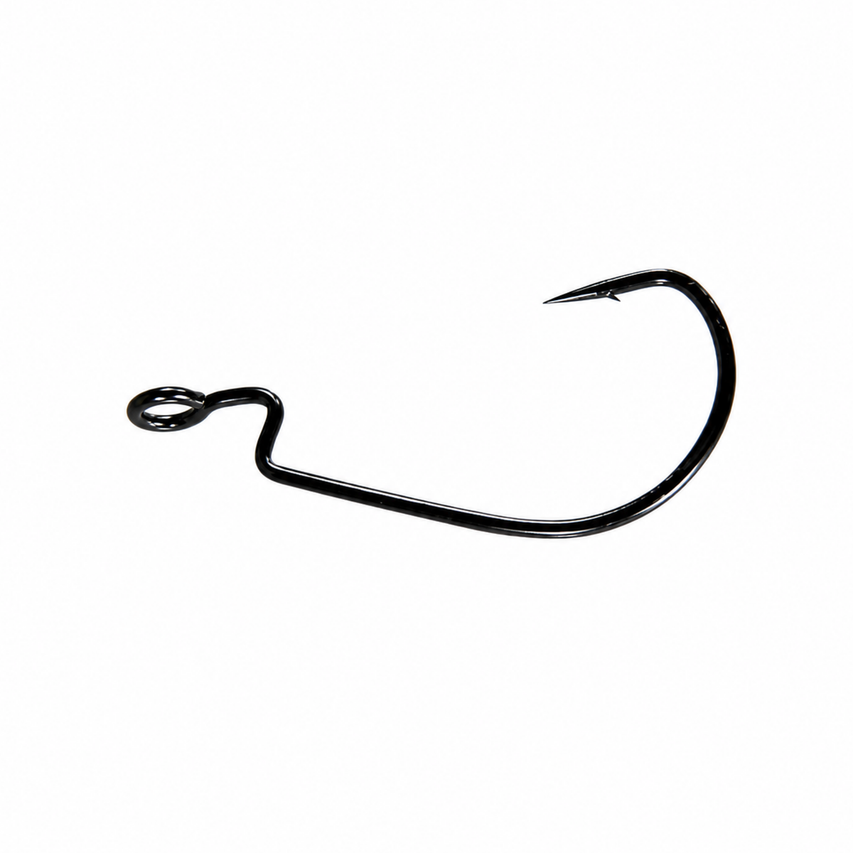 Intech Tournament JIG-RIG WMV-32SB black offset hook with an enlarged eye, offset shank, and barbed point.