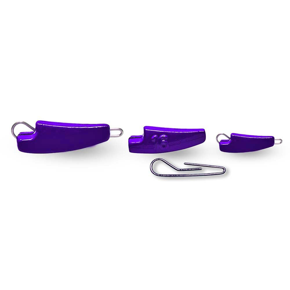 Purple Easy Rider quick-change fishing weights with removable clips