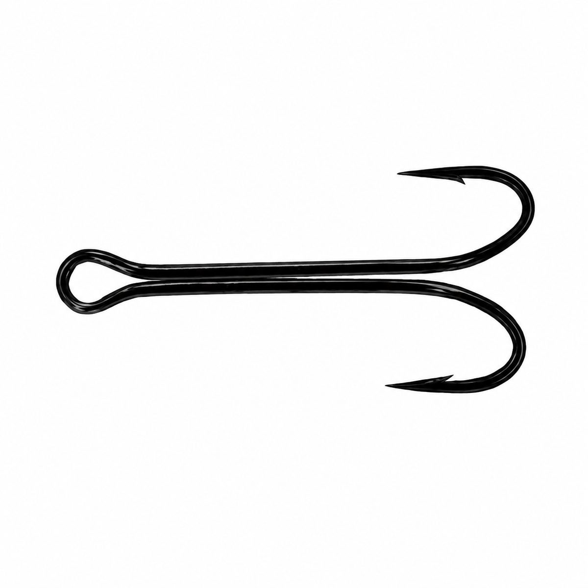 Tournament Longaff Double Hook DFV-23SB black double fishing hook on white background