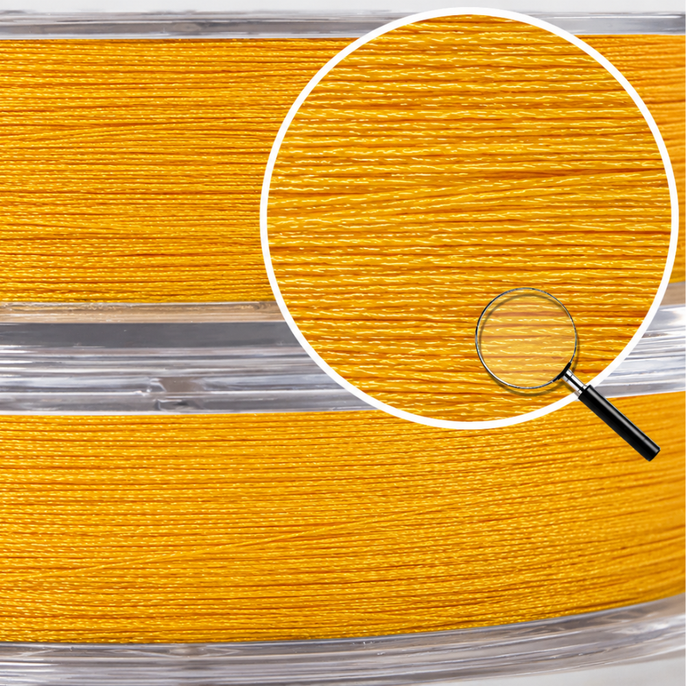 Intech Tournament Micro Style PE X4 orange braided line on spool, close-up view