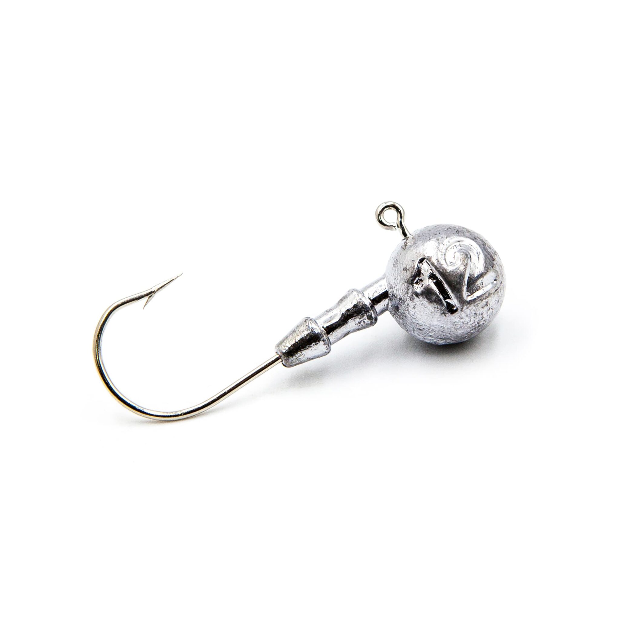 Single unpainted FishTrailCo Classic Jig Head #2/0 with Mustad hook.