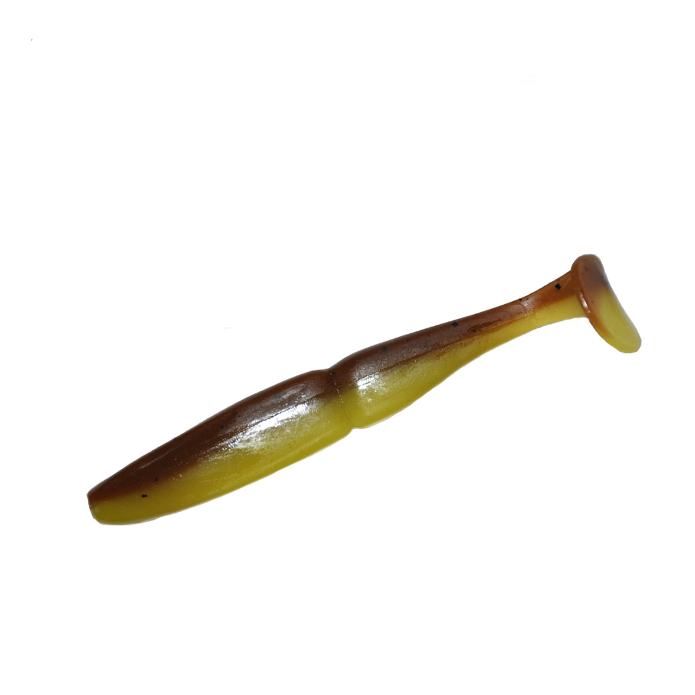 Slim Shad 3.3-inch Root Beer Olive paddle tail swimbait soft plastic lure with a slim baitfish profile and subtle tail kick.