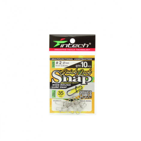 Intech Quick Lock Snap #2 nickel fishing snaps in retail packaging on a white background
