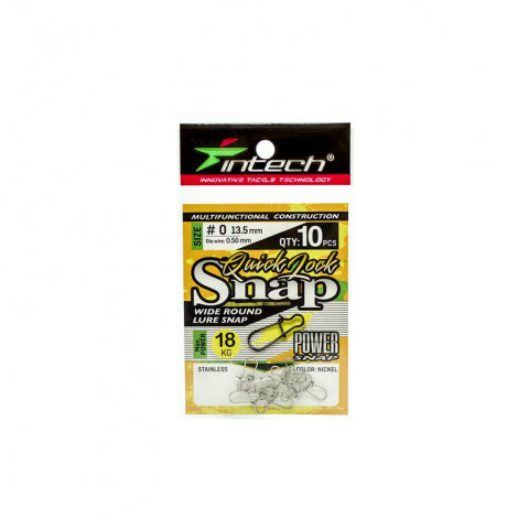 Intech Quick Lock Snap #0 nickel fishing snaps in retail packaging on a white background
