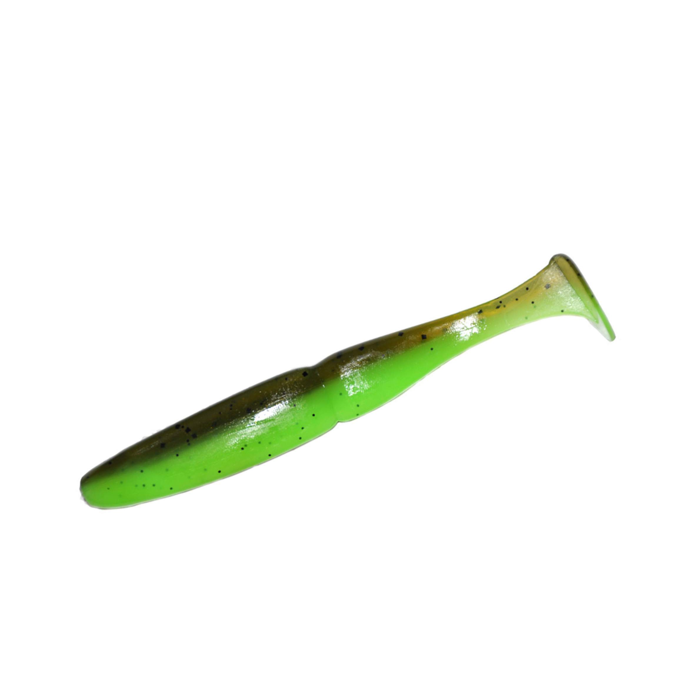 Slim Shad 3.3-inch Ayu Chartreuse paddle tail swimbait soft plastic lure with a slim baitfish profile and subtle tail kick.