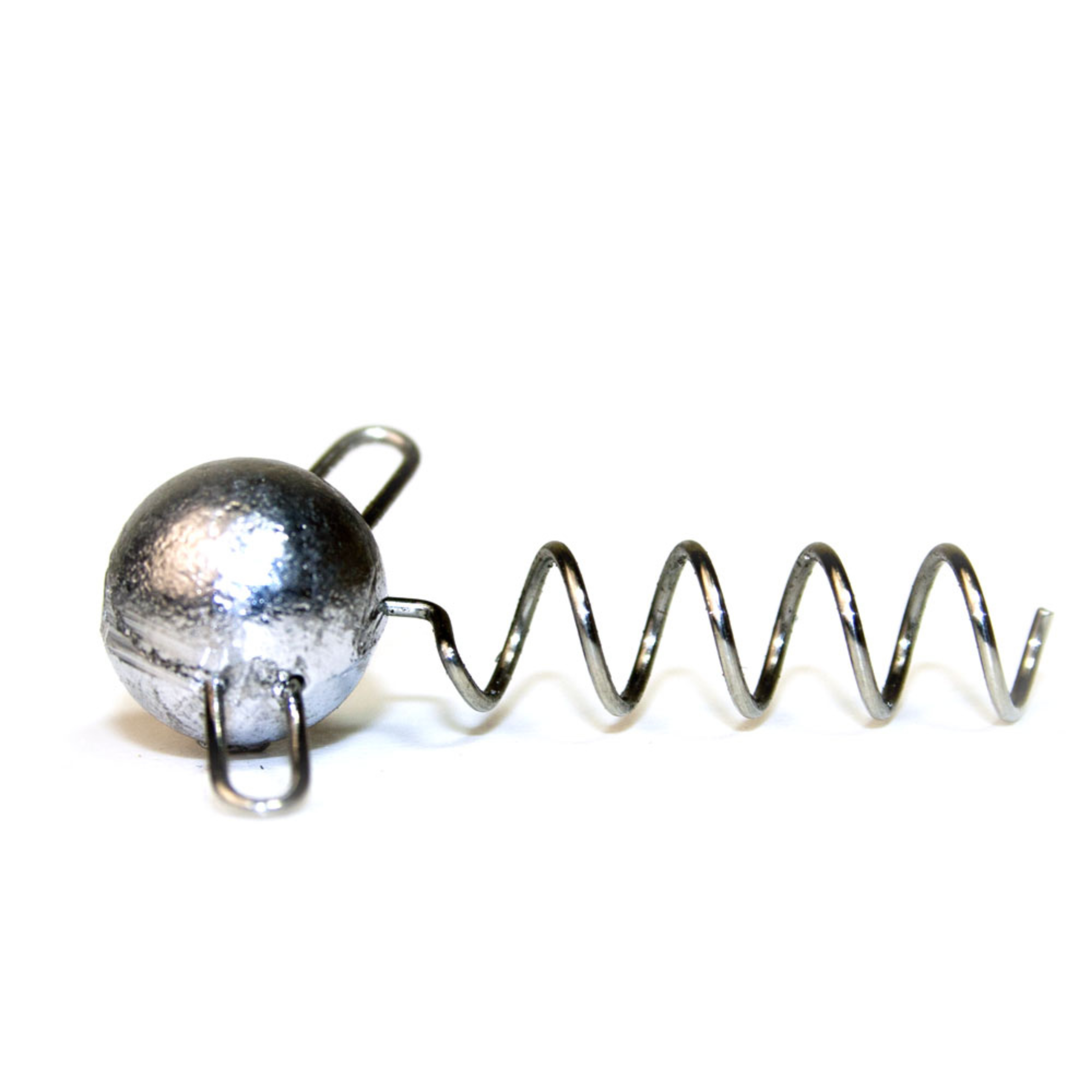 Eared screw lock head with side loops and corkscrew keeper on white background