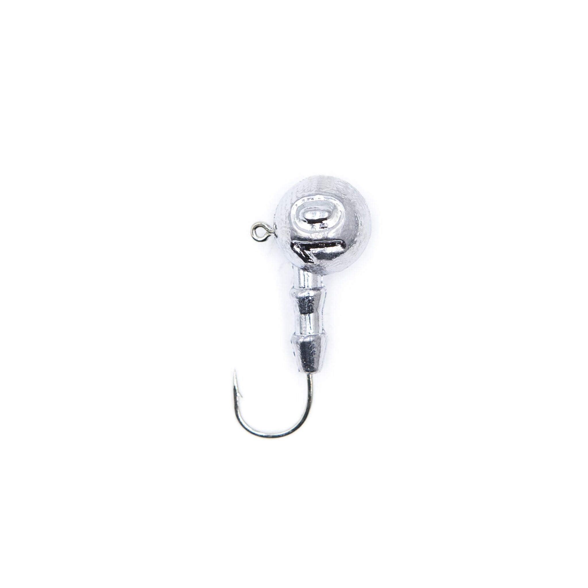 Single unpainted FishTrailCo Classic Jig Head #2 with Mustad hook.