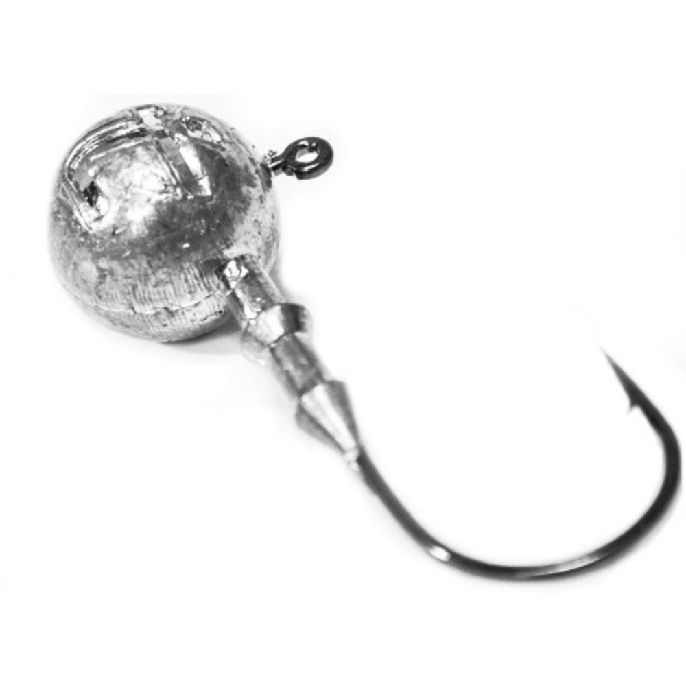Intech Big Game Puncher round jig head side view showing the round lead head and double-collar keeper