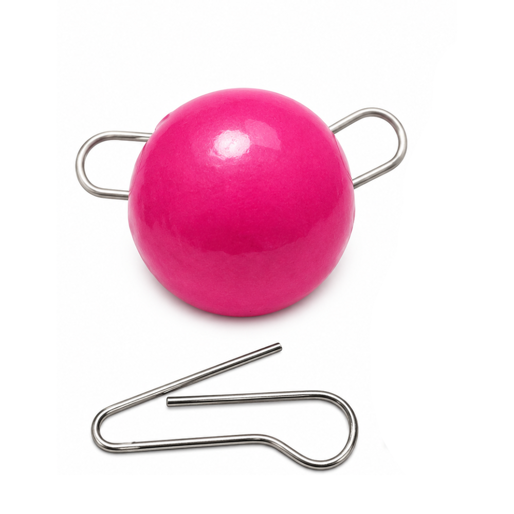 Intech Tungsten 74 Pink UV quick-change weight with wire clip on a white background