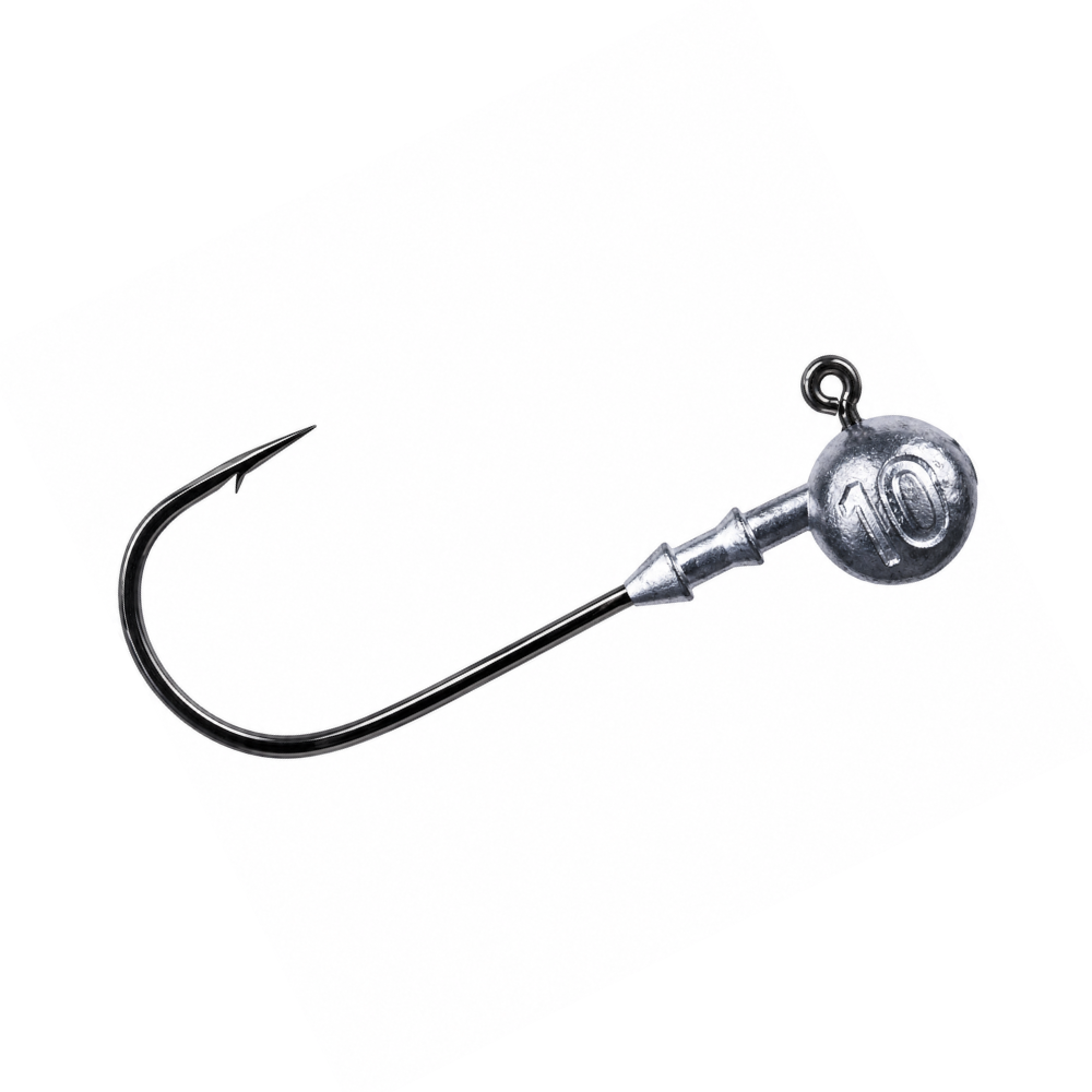 Intech Tournament DJ-Head 31 jig head with Vanfook hook on a white background