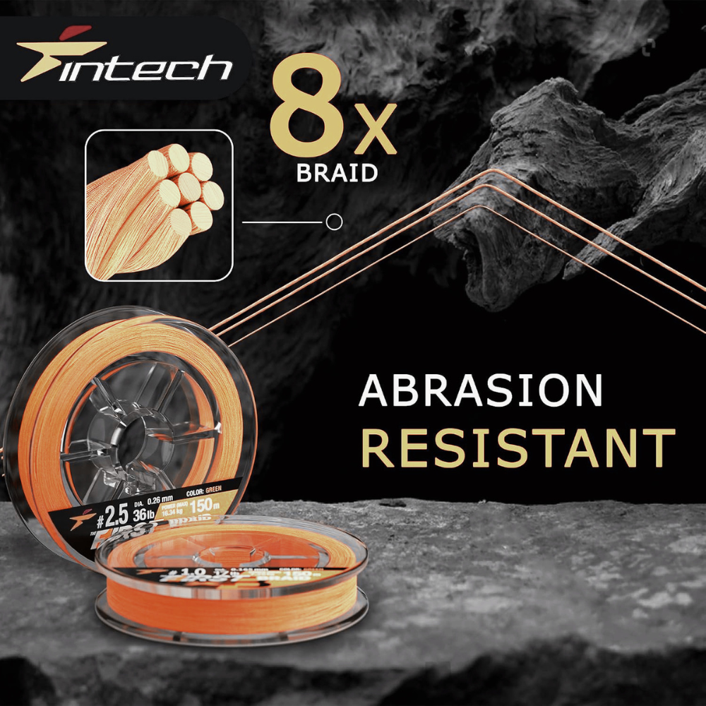 Intech First Braid X8 Orange Braided Line – 164 yd