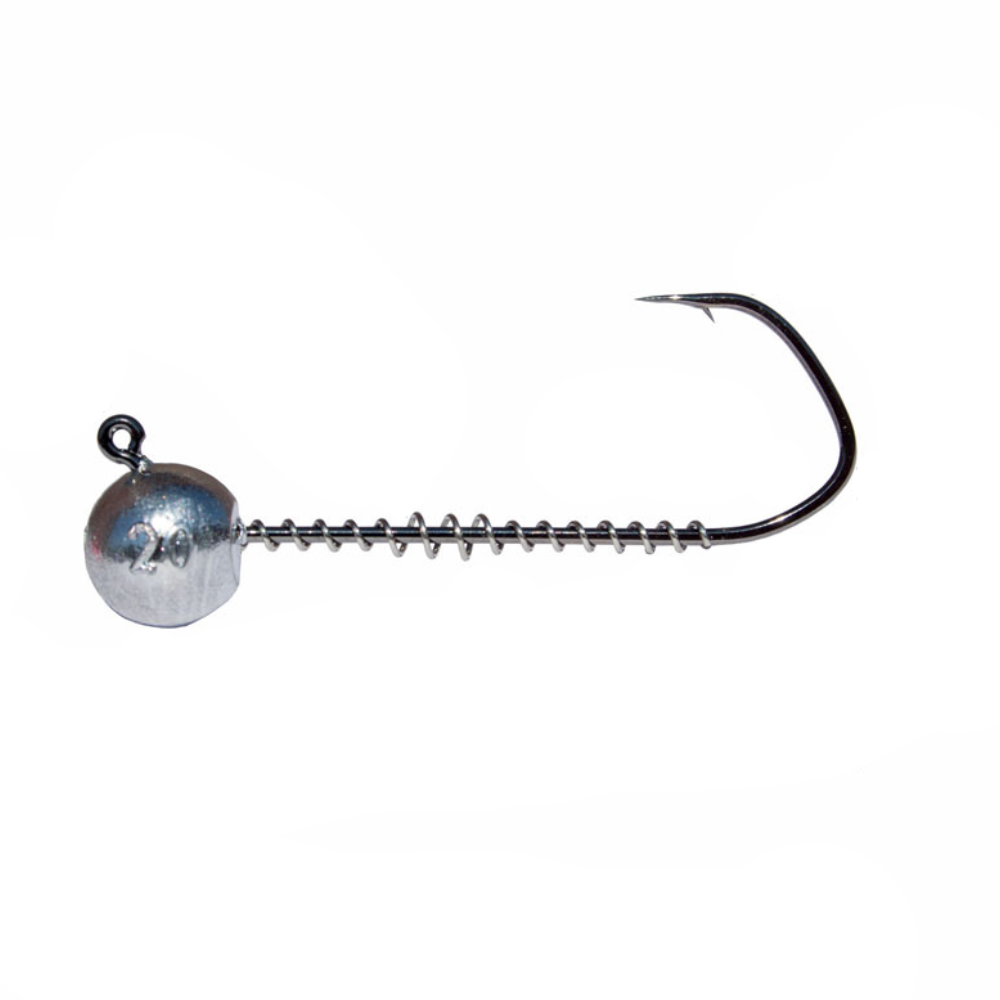 Single FishTrailCo Barbarian Angular Wide Gap Jig Head with 125-degree hook angle and spring keeper