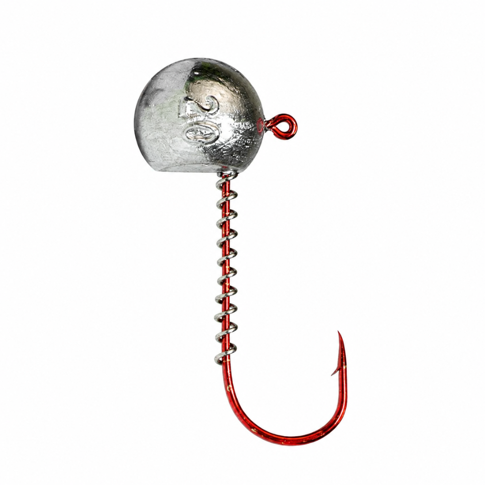 FishTrailCo Jig Heads with Red Hook & Spring Keeper