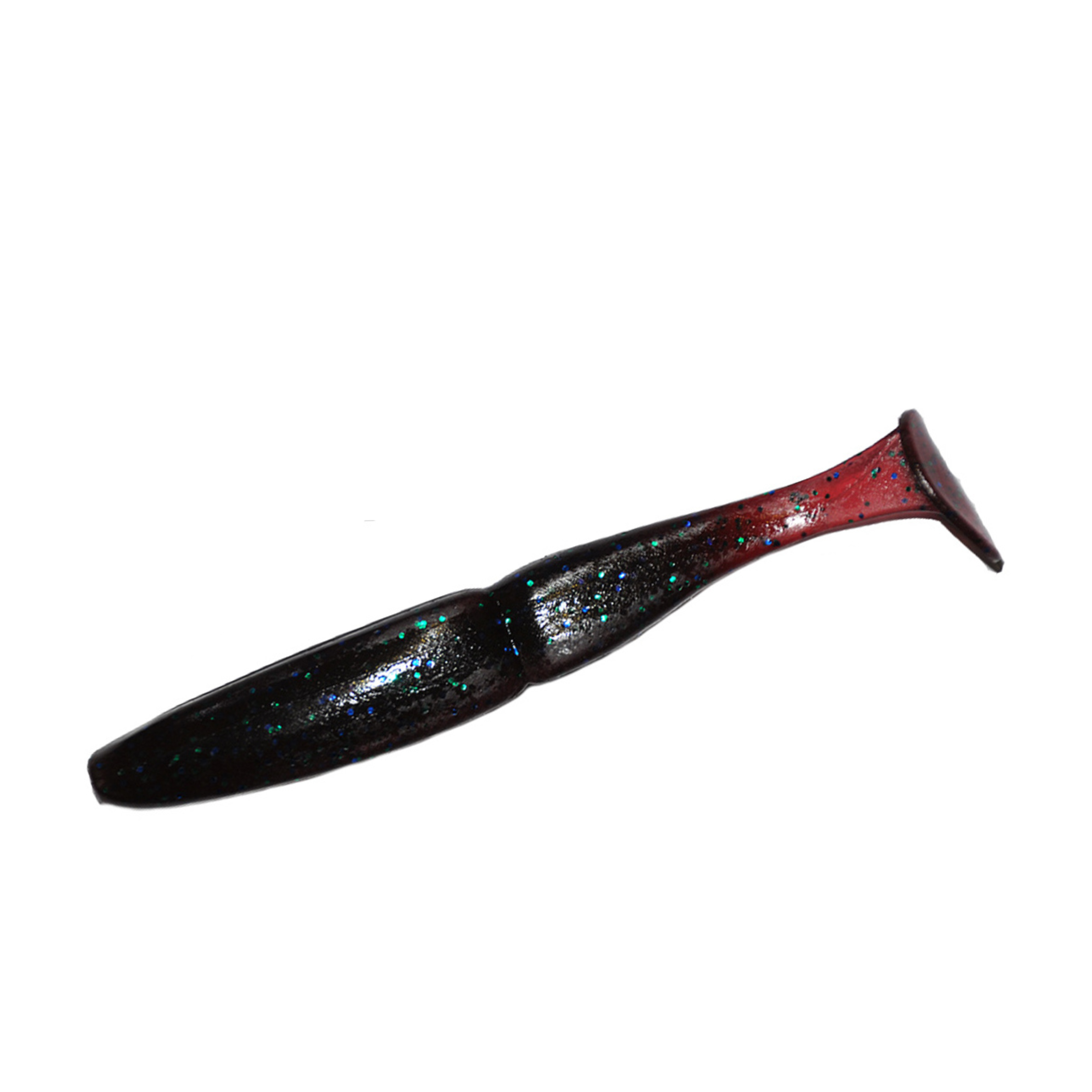 Slim Shad 4-inch Black Red Tail paddle tail swimbait soft plastic lure with a slim baitfish profile and subtle tail kick.