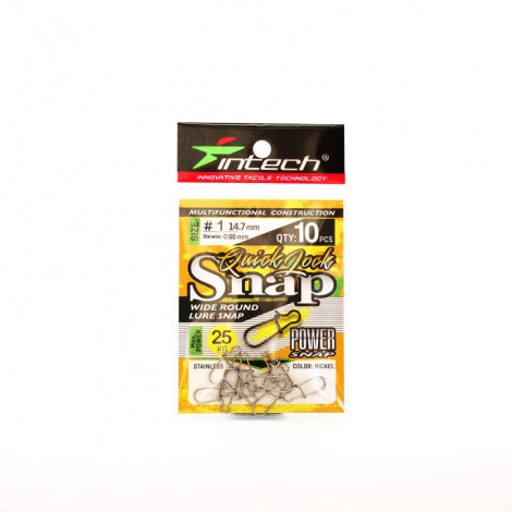 Intech Quick Lock Snap #1 nickel fishing snaps in retail packaging on a white background
