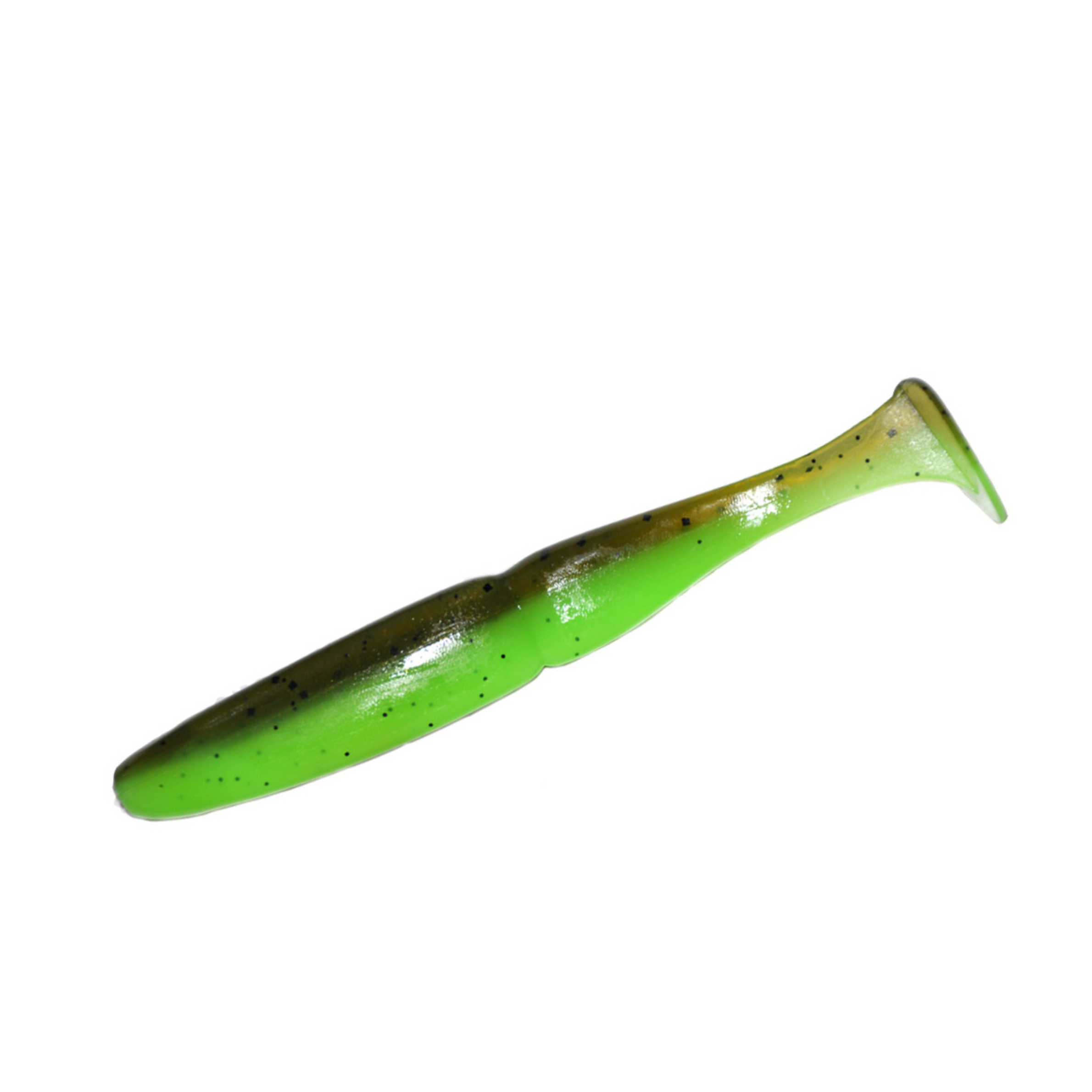 Slim Shad 4-inch Ayu Chartreuse paddle tail swimbait soft plastic lure with a slim baitfish profile and subtle tail kick.