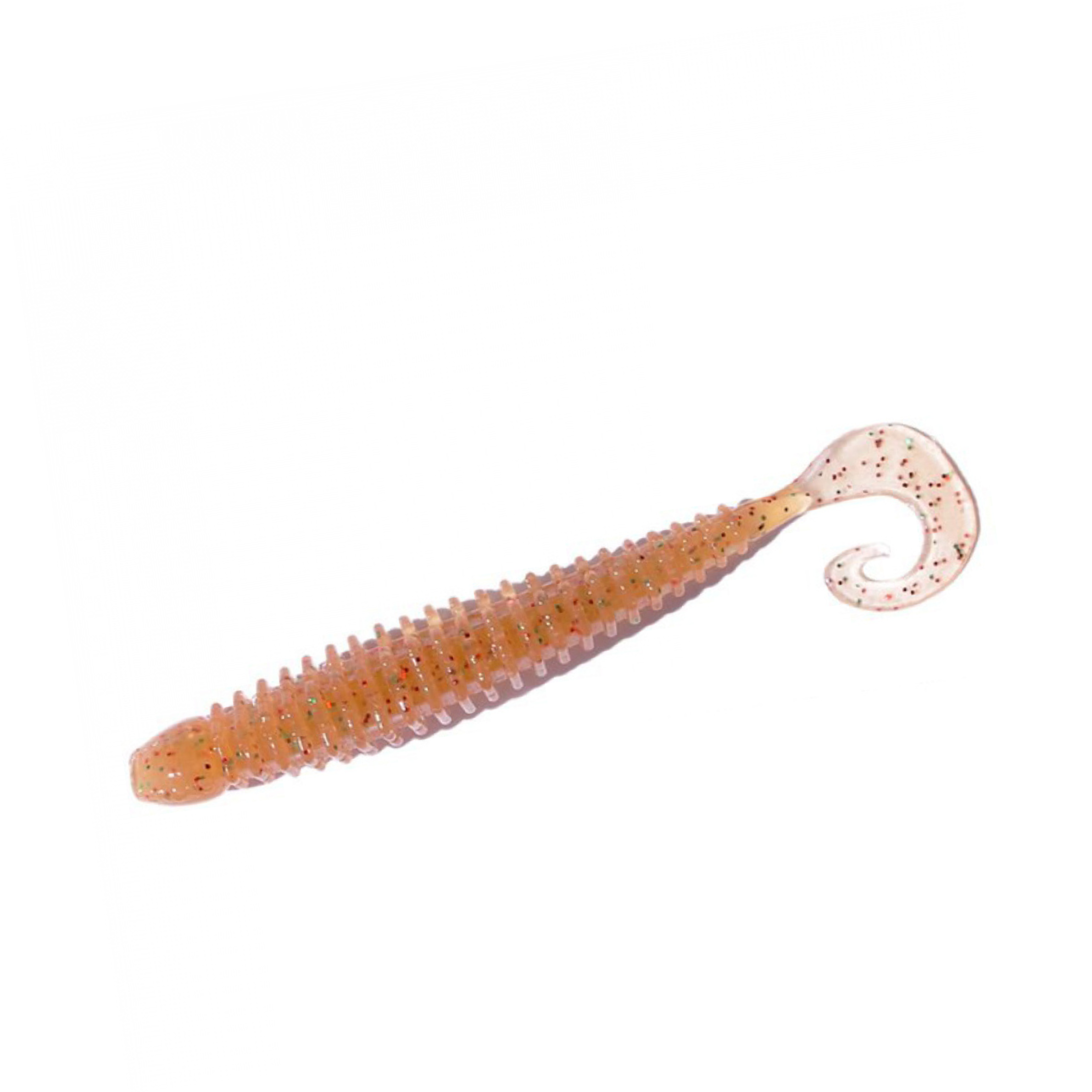 TurboRib 2-inch Rusty Melon ribbed twister grub soft plastic lure with curly-tail action on white background.