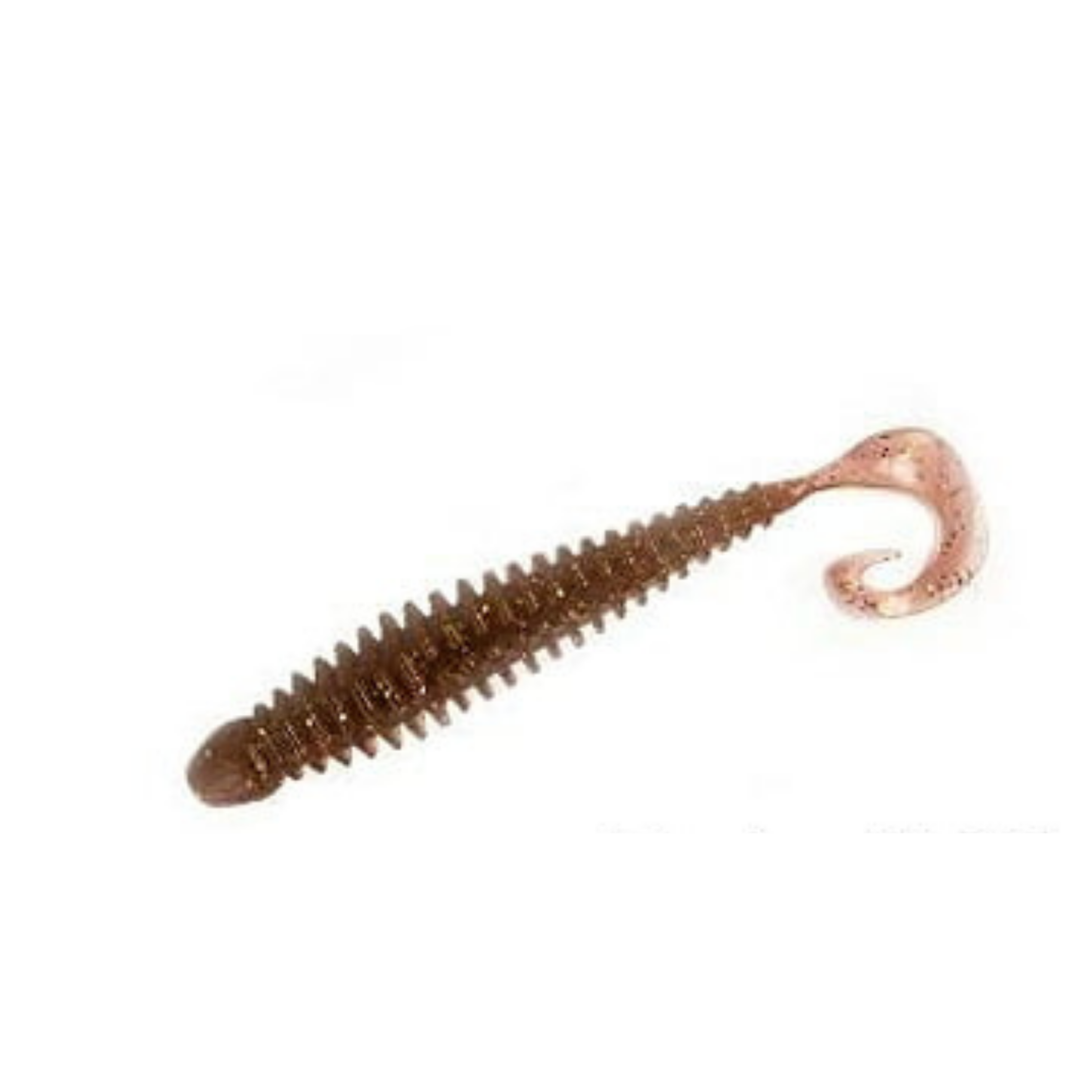 TurboRib 3-inch Scuppernong ribbed twister grub soft plastic lure with curly-tail action on white background.