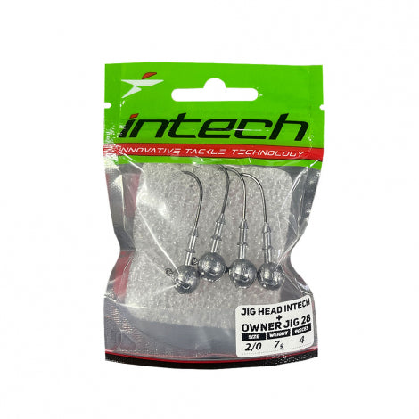 Intech Owner Hook Jig Heads 2/0 – Round Ball (4-Pack)