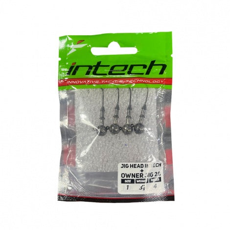 Intech Owner Hook Jig Heads 3/0 – Round Ball (4-Pack)