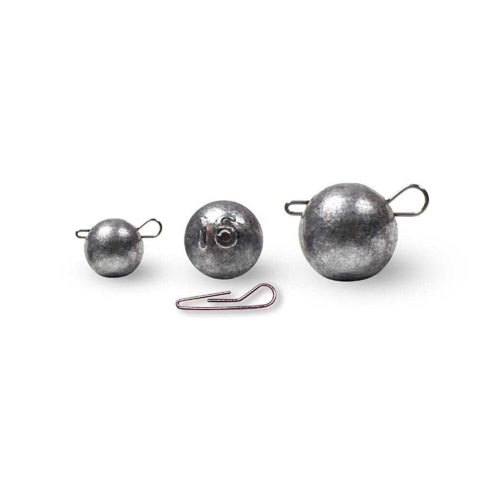 Three FishTrailCo Fishball Unpainted Lead quick-change weights