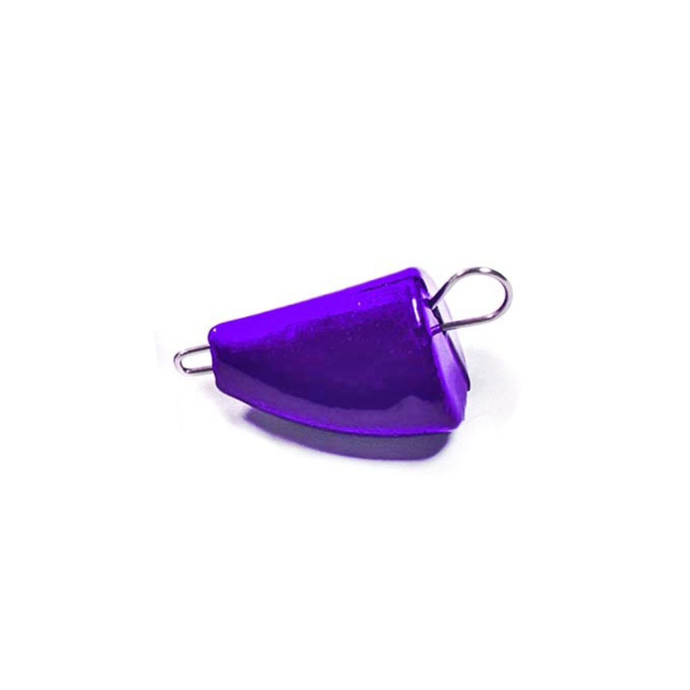 FishTrailCo Active Bullet Purple quick-change weights with removable wire clips on a white background