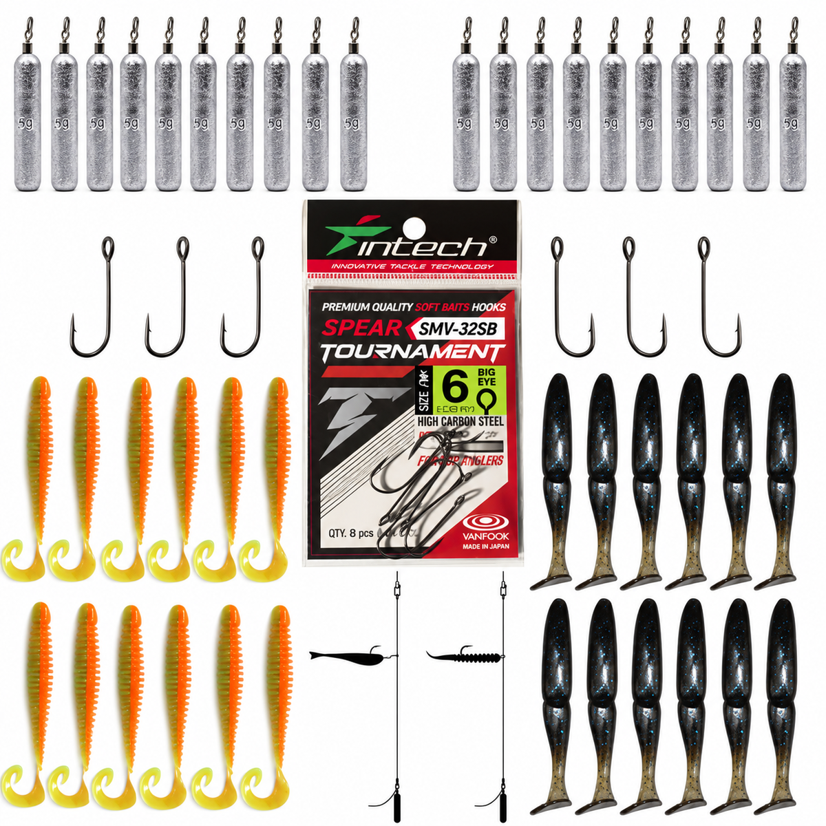 Drop Shot Finesse Kit — 2″–2.5″ Baits + Free Spear #6