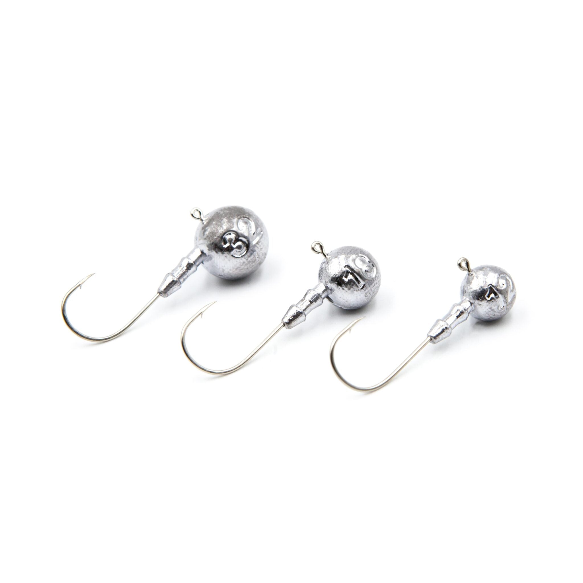 Three unpainted Classic Jig Heads 3/0 with Gamakatsu hooks