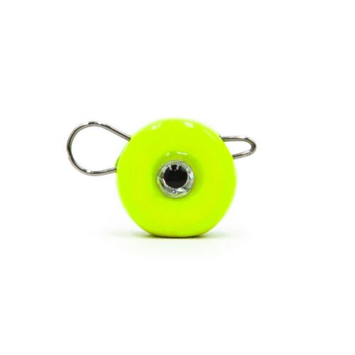 Lime FishTrailCo Eccentric quick-change weight with applied 3D eye and removable wire clip