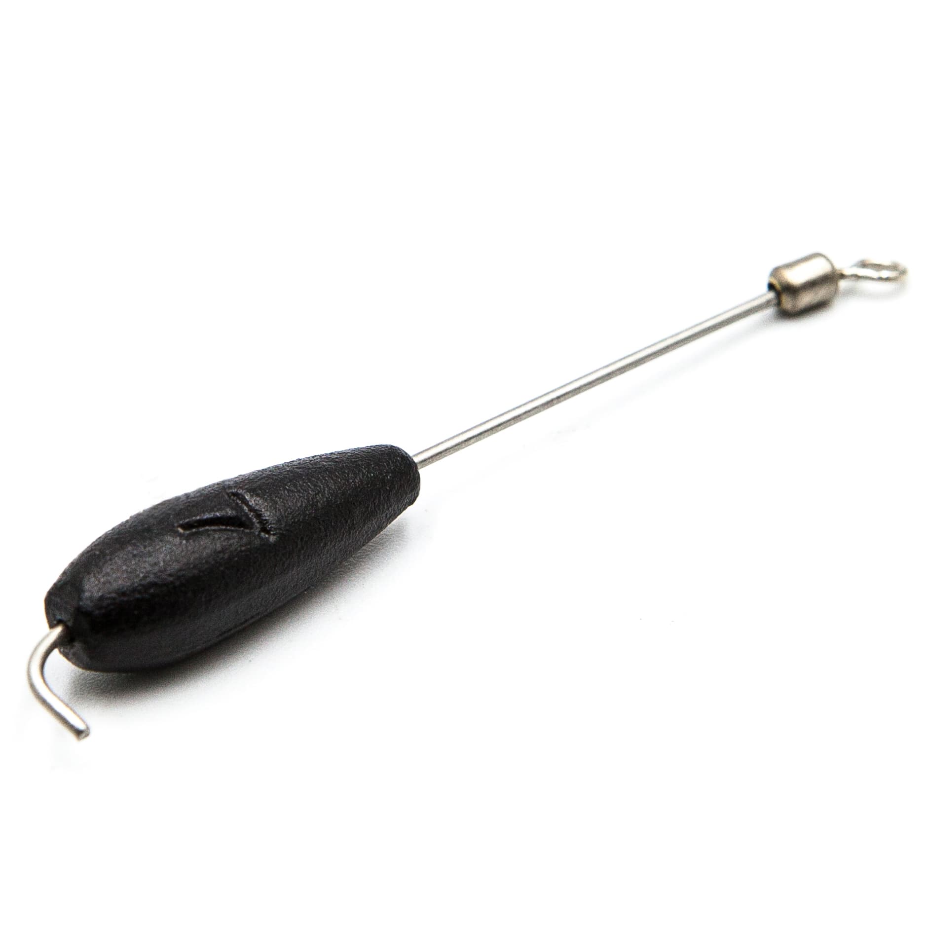 Dark brown Tokyo Rig weight close-up with wire stem for free-swinging soft bait rigs.