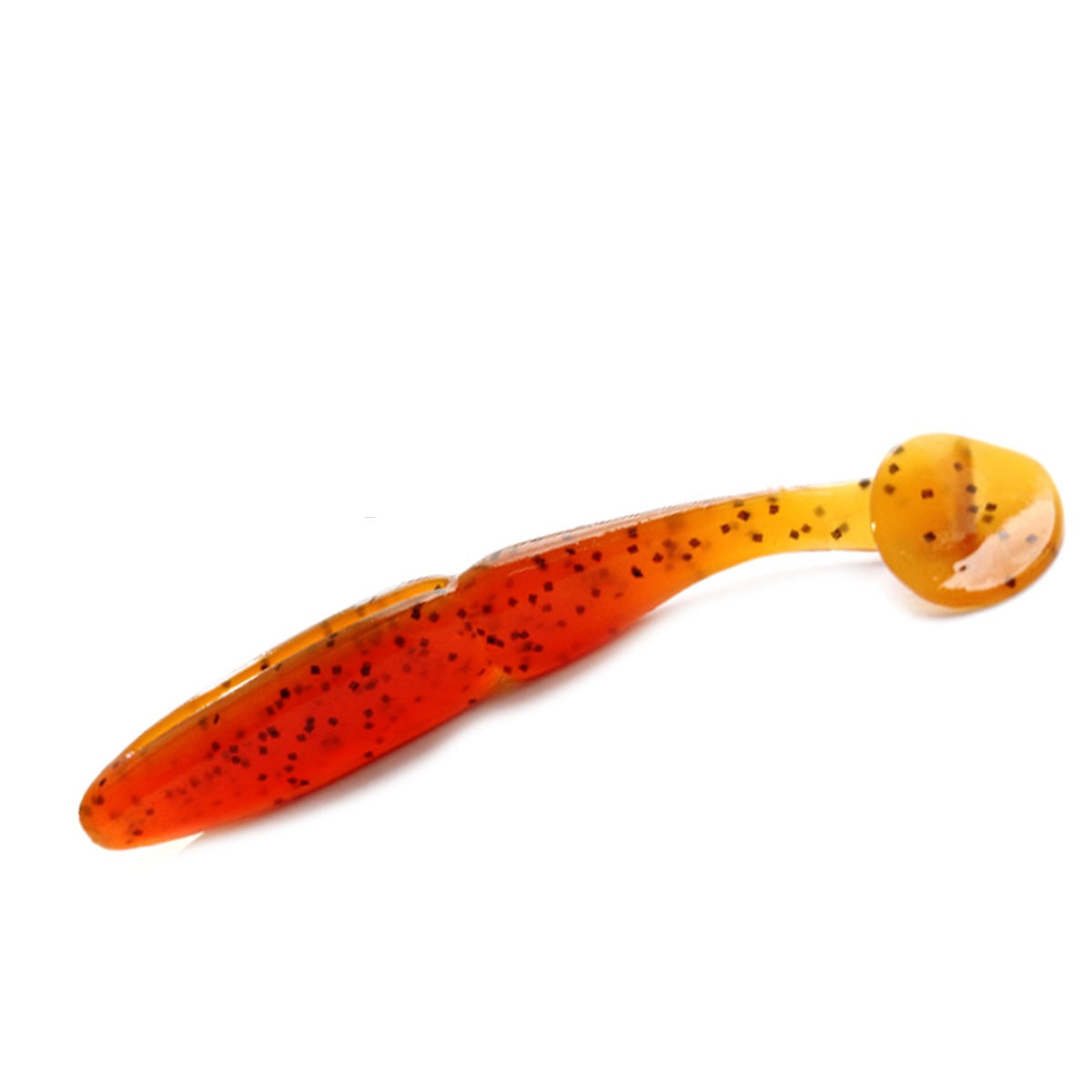 Slim Shad 2.5-inch Motor Oil Orange paddle tail swimbait soft plastic lure with a slim baitfish profile and subtle tail kick.