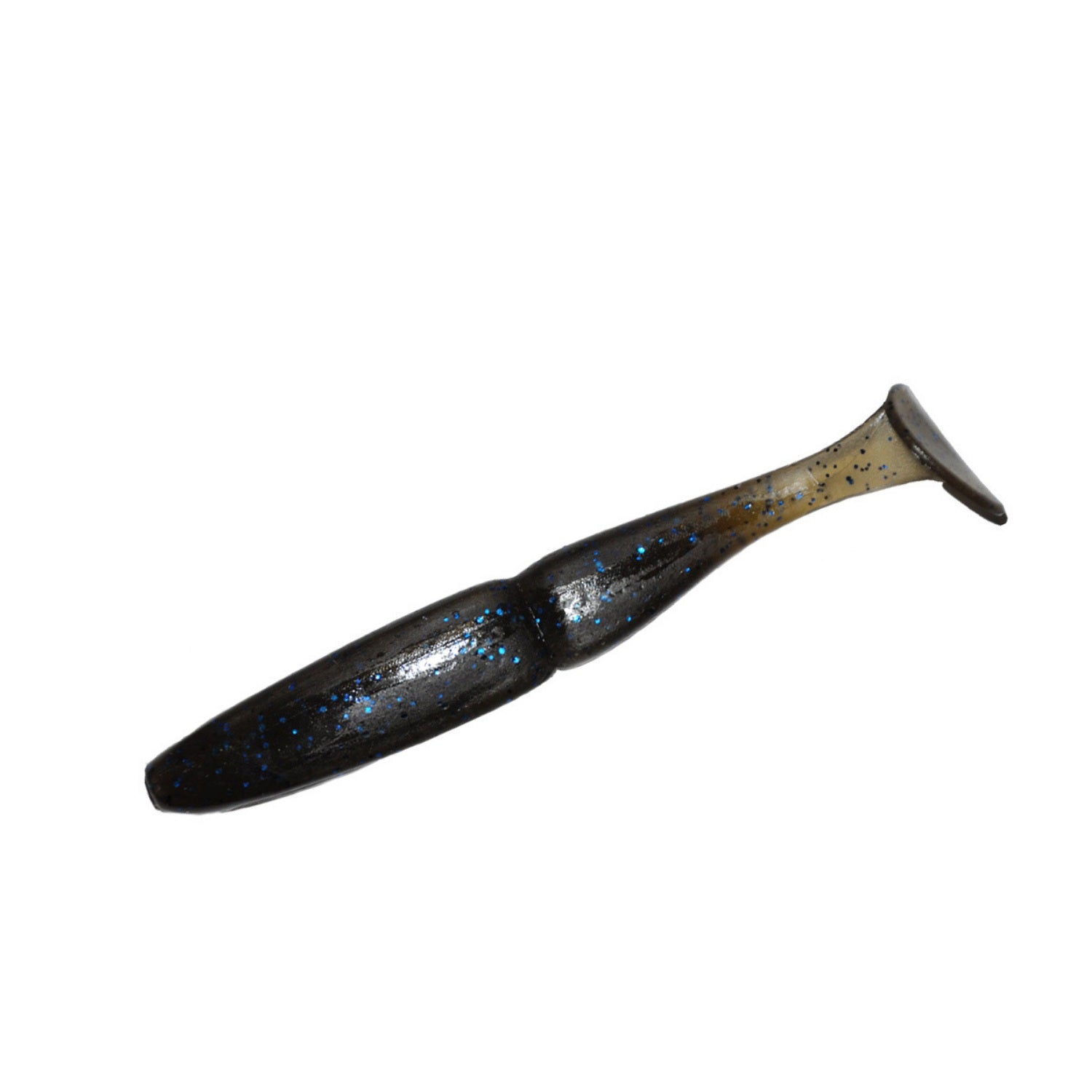 Slim Shad 2.5-inch Black Pearl paddle tail swimbait soft plastic lure with a slim baitfish profile and subtle tail kick.