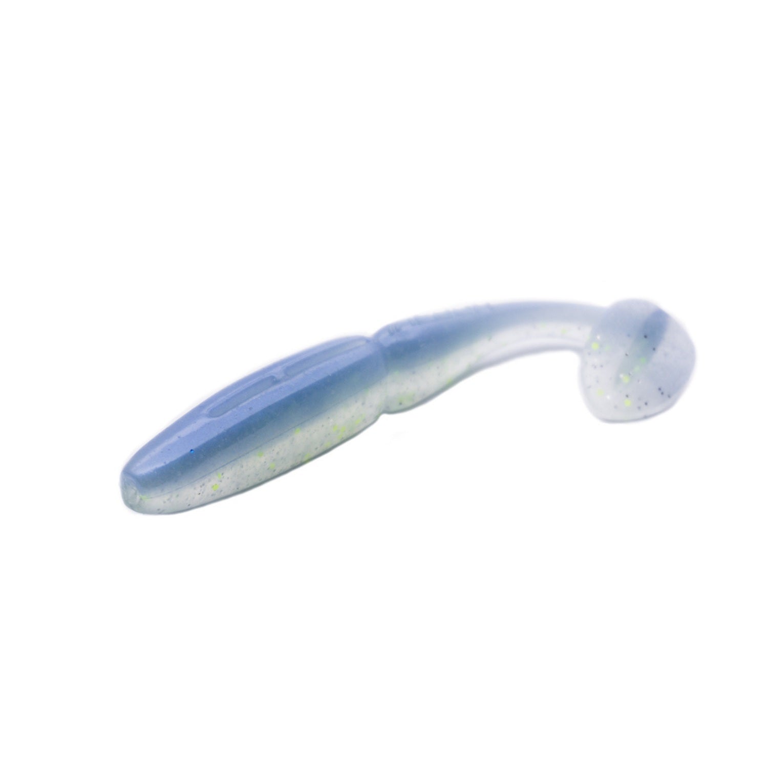 Slim Shad 2.5-inch Smoke Pearl paddle tail swimbait soft plastic lure with a slim baitfish profile and subtle tail kick.