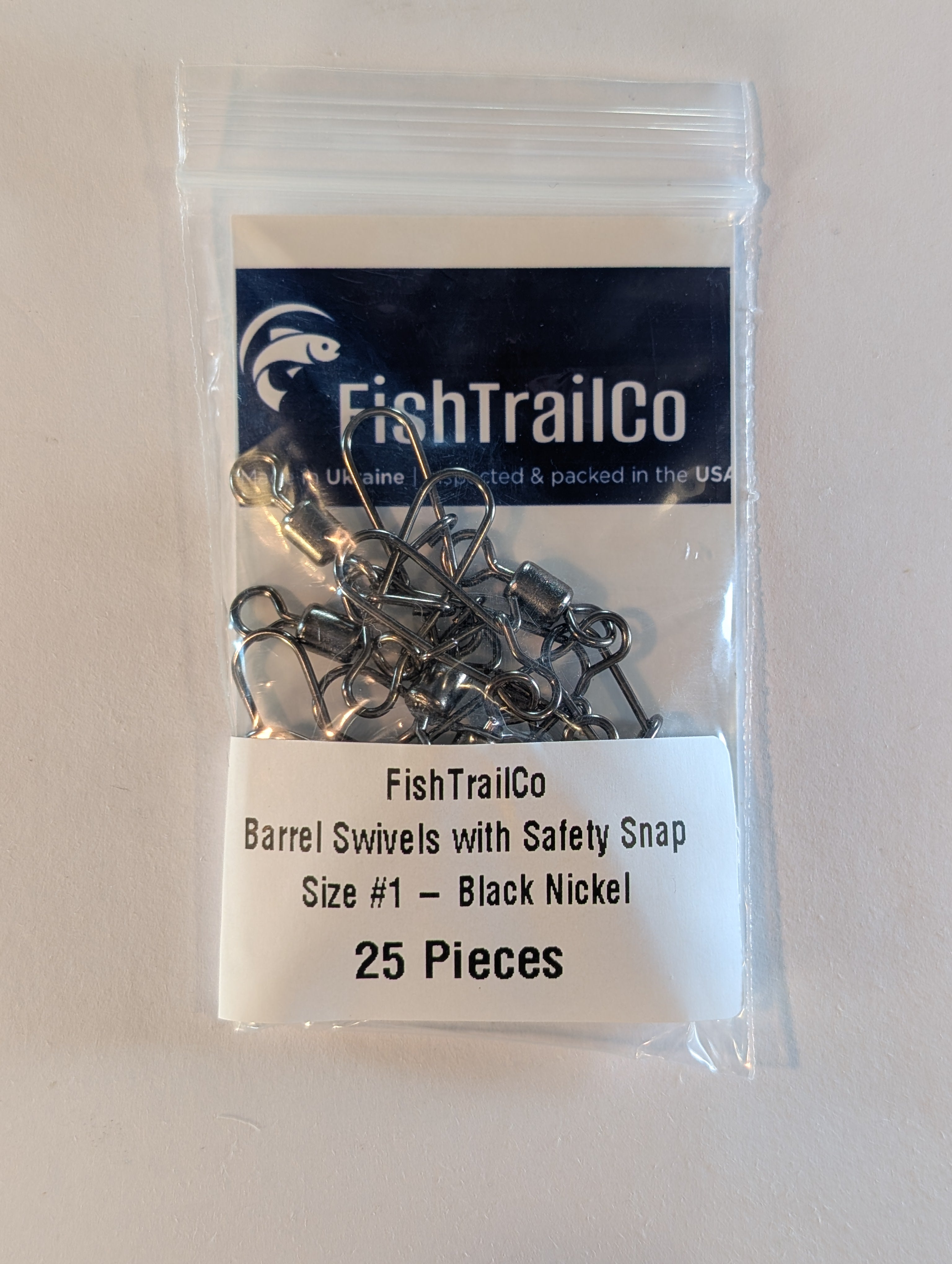 Barrel Swivels with Safety Snap Size #1 – Black Nickel