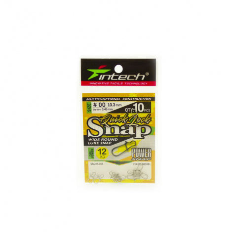 Intech Quick Lock Snap #00 nickel fishing snaps in retail packaging on a white background
