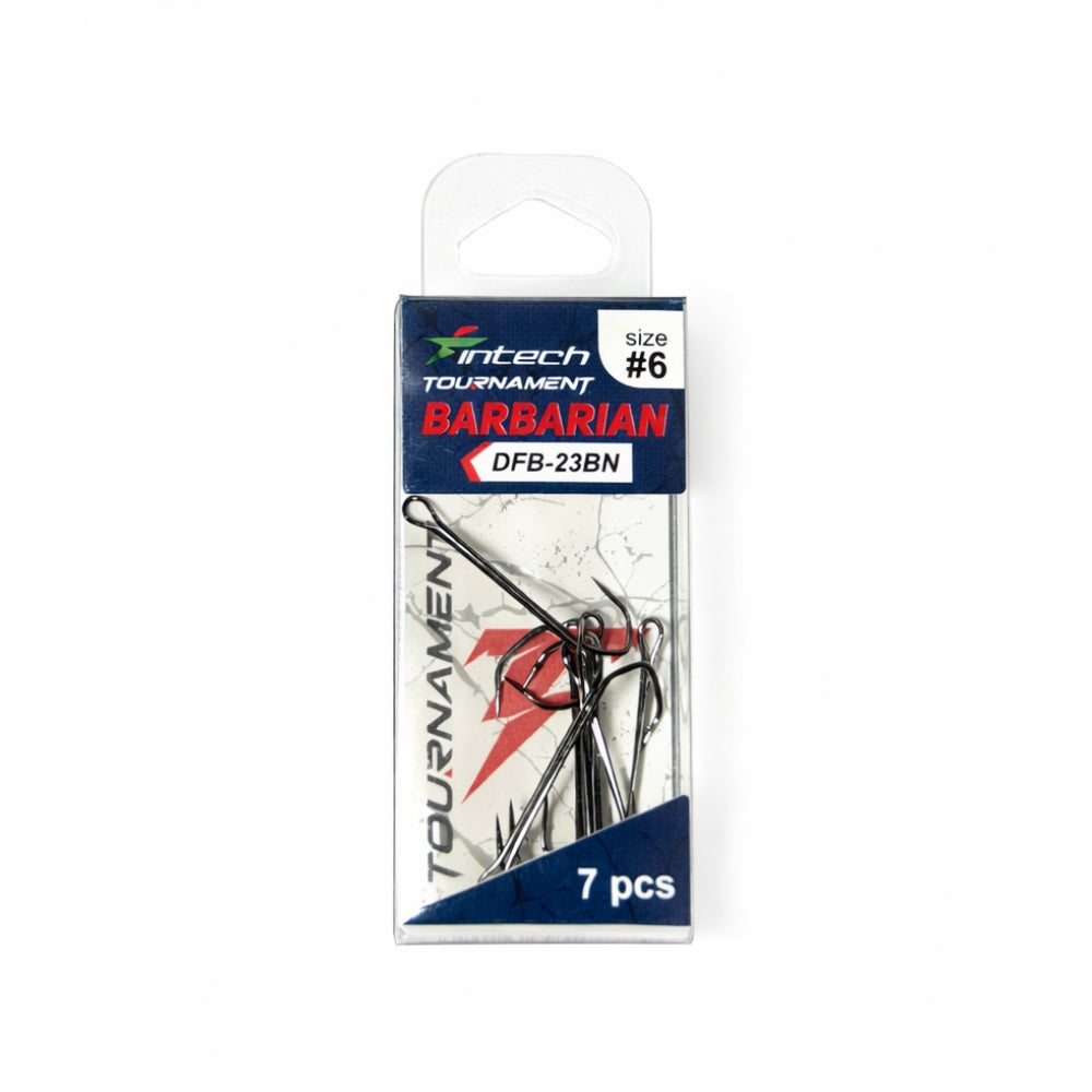 Package of Intech Tournament Barbarian fishing hooks on a white background