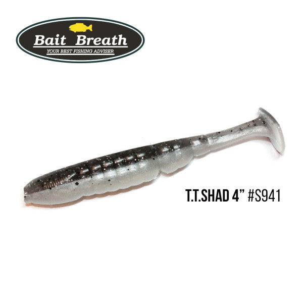 Bait Breath T.T. Shad 4-inch paddle tail swimbait in color S941, with a dark back and pale belly.