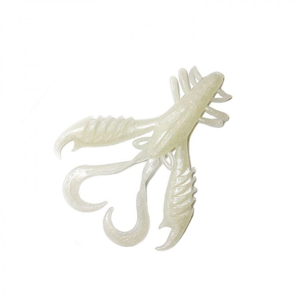 Pearl-white Bait Breath Virtual Craw 3.6-inch creature bait with claws and curved appendages.