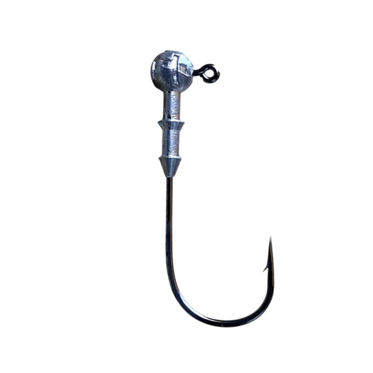 Intech Tournament DJ-Head 31 round jig head with a Vanfook hook and tapered bait keeper, shown vertically on a white background.