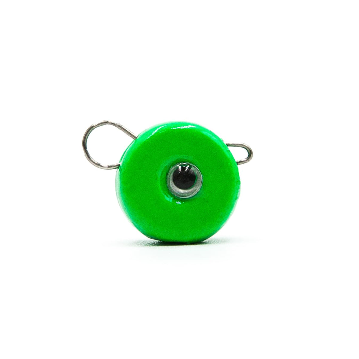 Green Apple FishTrailCo Eccentric quick-change weight with applied 3D eye and removable wire clip