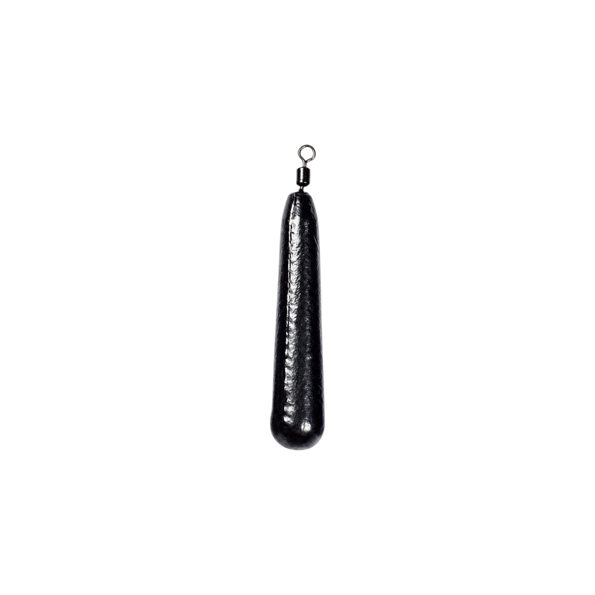 Single FishTrailCo 3g Slim Teardrop Drop Shot weight with a black finish and integrated swivel.