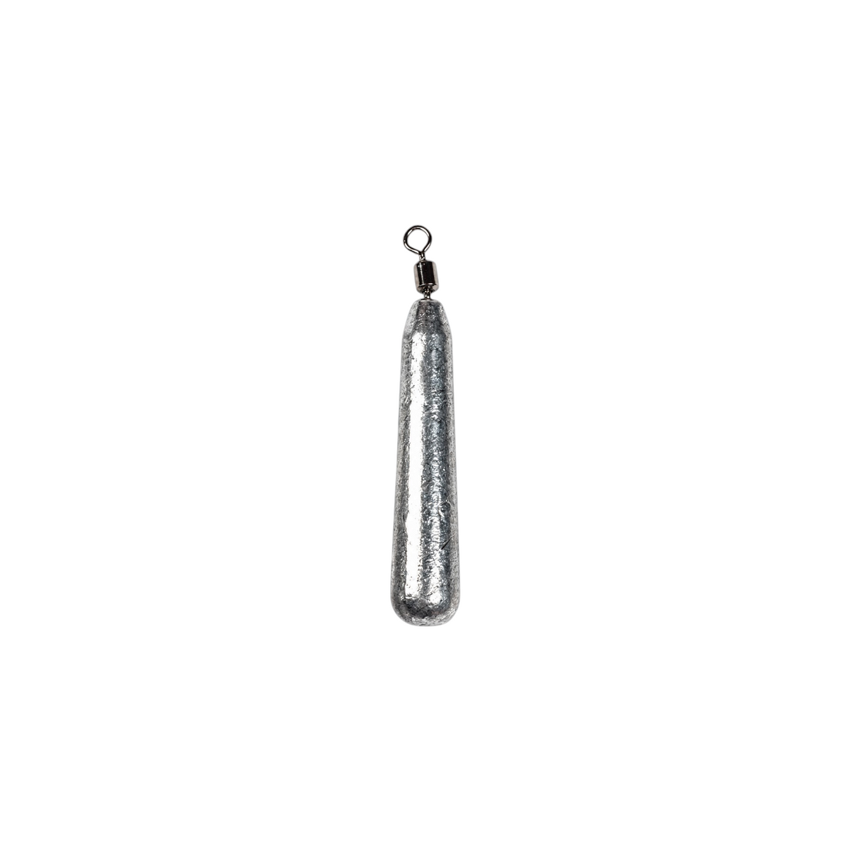 Single FishTrailCo 3g Slim Teardrop Drop Shot weight with an unpainted lead body and integrated swivel.