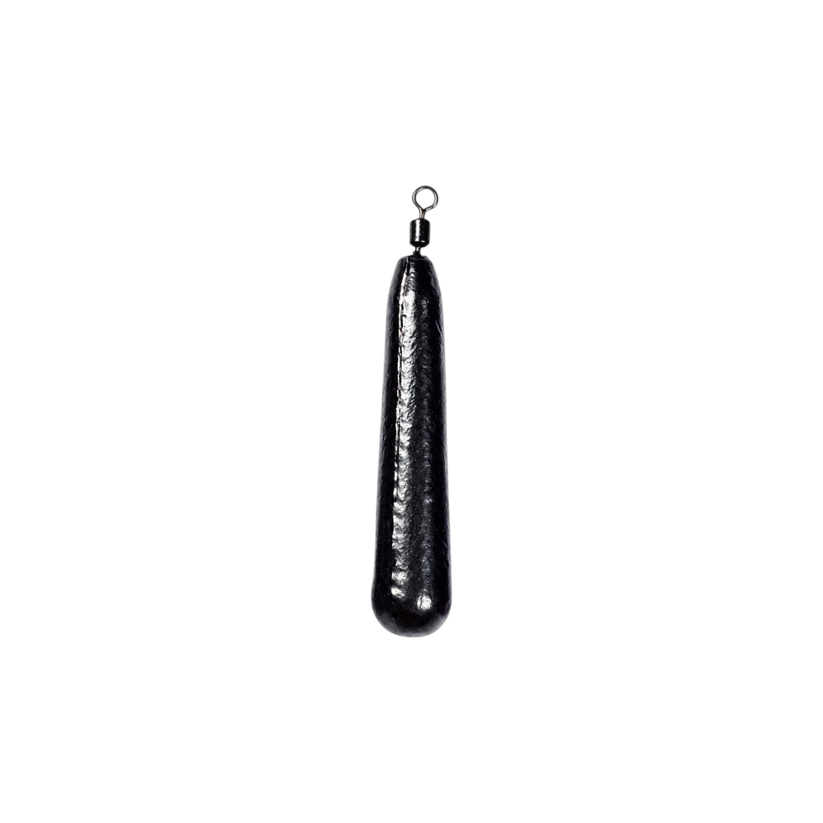 Single FishTrailCo 4g Slim Teardrop Drop Shot weight with a black finish and integrated swivel.