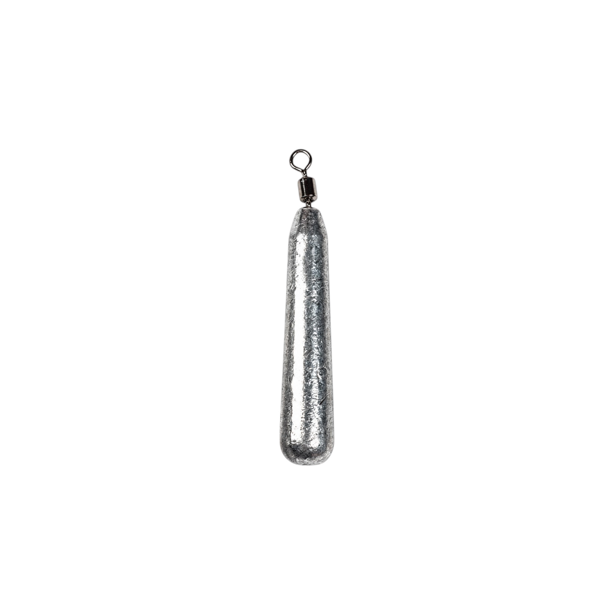 Single FishTrailCo 4g Slim Teardrop Drop Shot weight with an unpainted lead body and integrated swivel.
